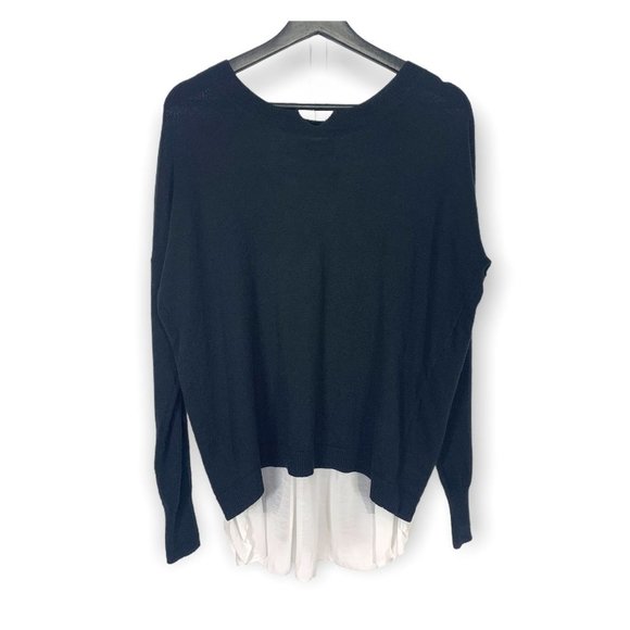 Josie Peekaboo Layered Merino Wool Blend Top Small - Picture 1 of 8